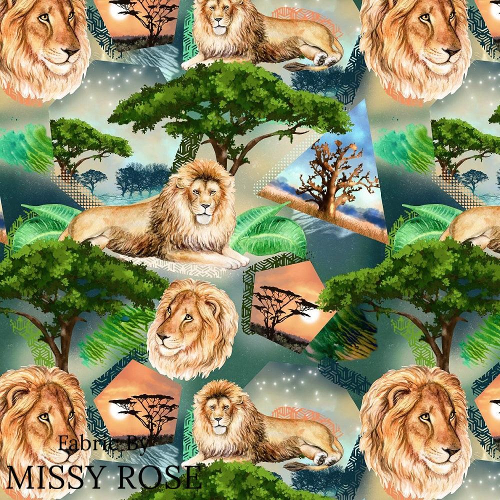 Design 976 Lion Fabric – pre-order designer fabric Australia | Fabric by Missy Rose