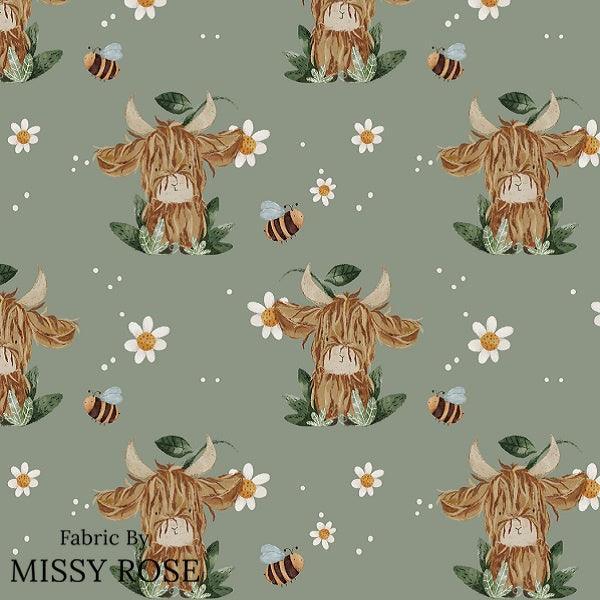 Unlimited Highland Cow Fabric – custom printed pre-order fabric Australia | Fabric by Missy Rose