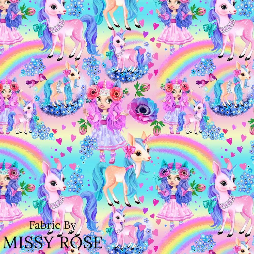 Design 985 Rainbow Unicorn Fabric – Australian custom printed fabric pre-order | Fabric by Missy Rose