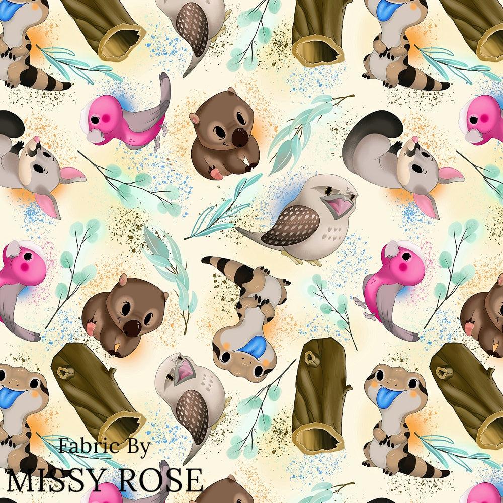 Design 995 Yellow Australian Animals Fabric – premium custom printed fabric for sewing | Fabric by Missy Rose