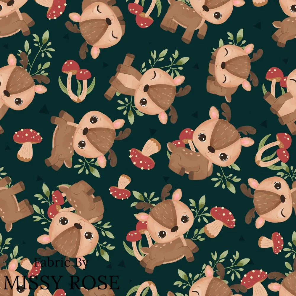 Design 1110 Green Deer Fabric – pre-order designer fabric Australia | Fabric by Missy Rose