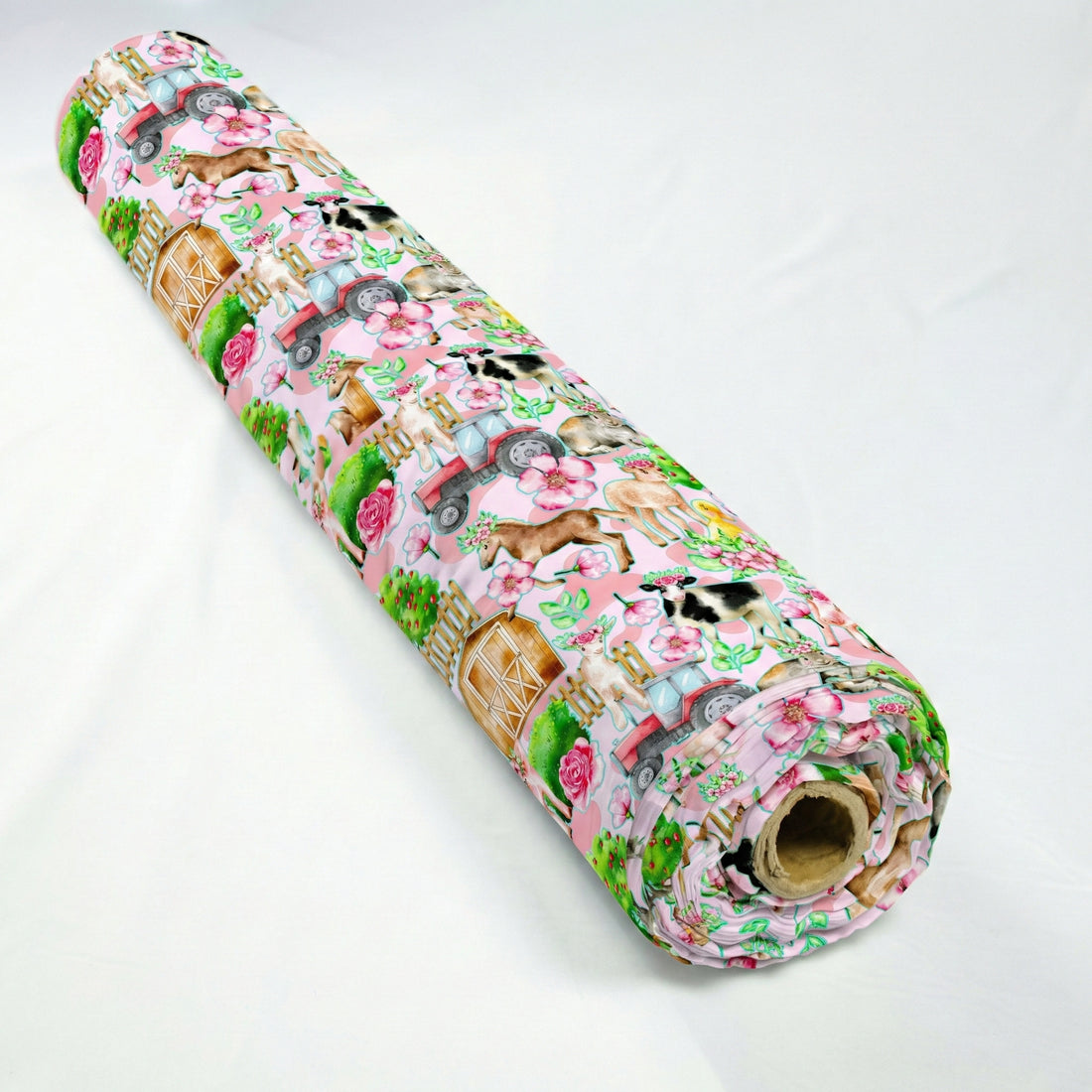 Design 3 Pink Farm Fabric – custom printed pre-order fabric Australia | Fabric by Missy Rose