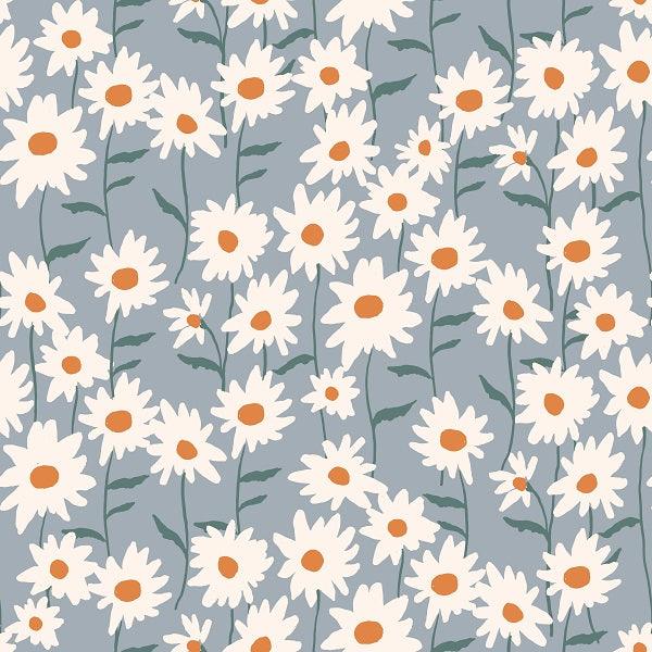 Indy Bloom Fabric Ember Fall Daisy Garden In Blue 06 – Australian custom printed fabric pre-order | Fabric by Missy Rose