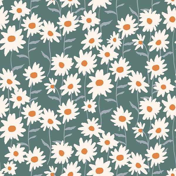 Indy Bloom Fabric - Ember Fall - Daisy Garden In Green 07