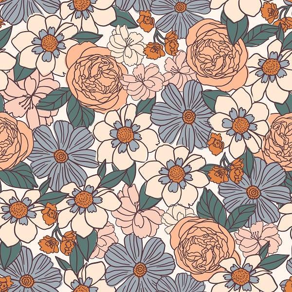 Indy Bloom Fabric Ember Fall Floral In Cream 01 – made-to-order custom fabric by the metre | Fabric by Missy Rose