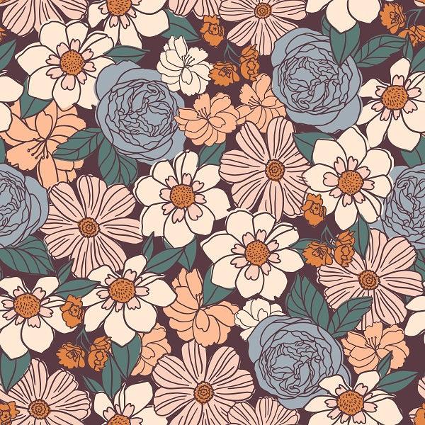 Indy Bloom Fabric Ember Fall Floral In Plum 02 – premium custom printed fabric for sewing | Fabric by Missy Rose