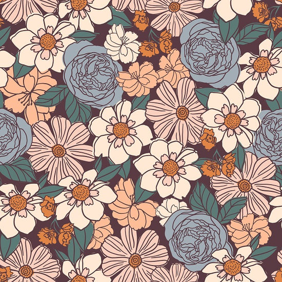 Indy Bloom Fabric - Ember Fall - Floral In Plum 02