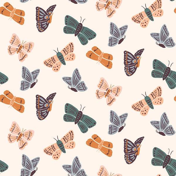 Indy Bloom Fabric Ember Fall Moths In Cream 03 – pre-order designer fabric Australia | Fabric by Missy Rose