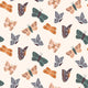 Indy Bloom Fabric - Ember Fall - Moths In Cream 03