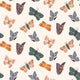 Indy Bloom Fabric - Ember Fall - Moths In Cream 03