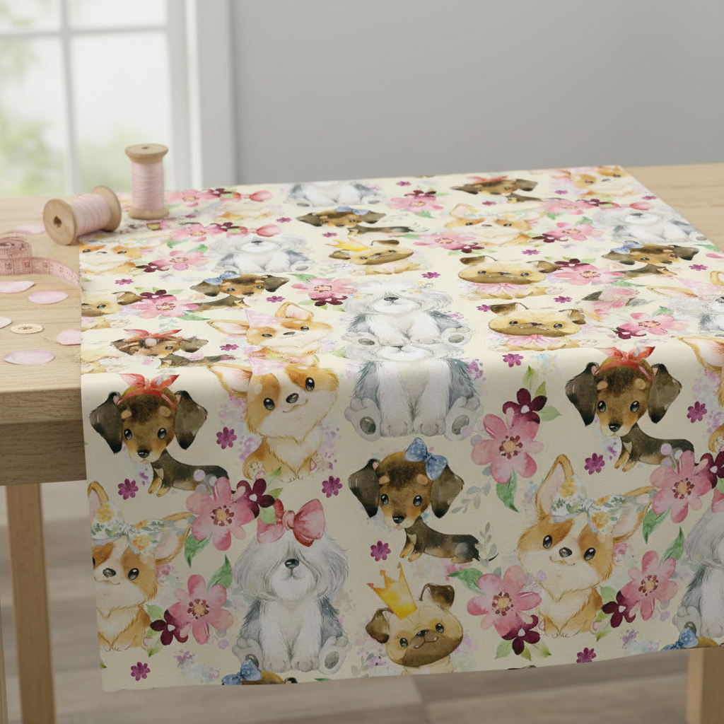Design 165 - Cute Yellow Dogs Fabric