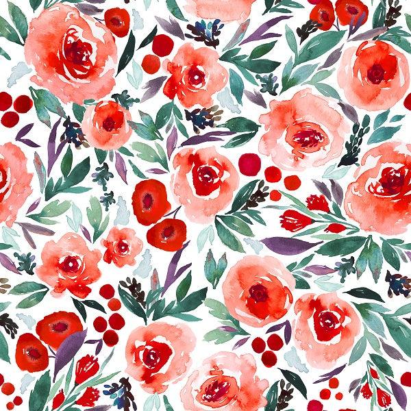Indy Bloom Fabric - Christmas - Summer Berry White 29 - Fabric by Missy Rose Pre-Order