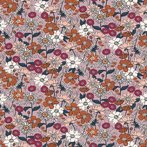 Indy Bloom Fabric Scarlet Autumn Lavender 07 – custom printed pre-order fabric Australia | Fabric by Missy Rose