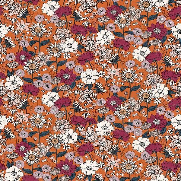 Indy Bloom Fabric Scarlet Autumn Pumpkin 09 – premium custom printed fabric for sewing | Fabric by Missy Rose