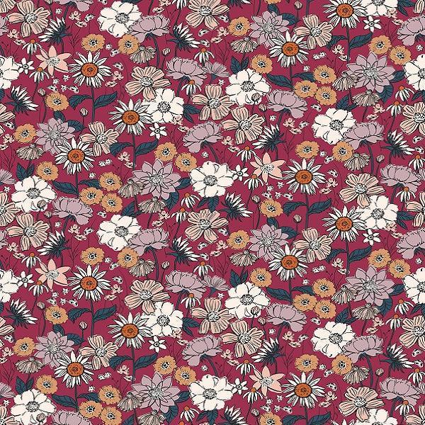 Indy Bloom Fabric Scarlet Autumn Ruby 05 – premium custom printed fabric for sewing | Fabric by Missy Rose