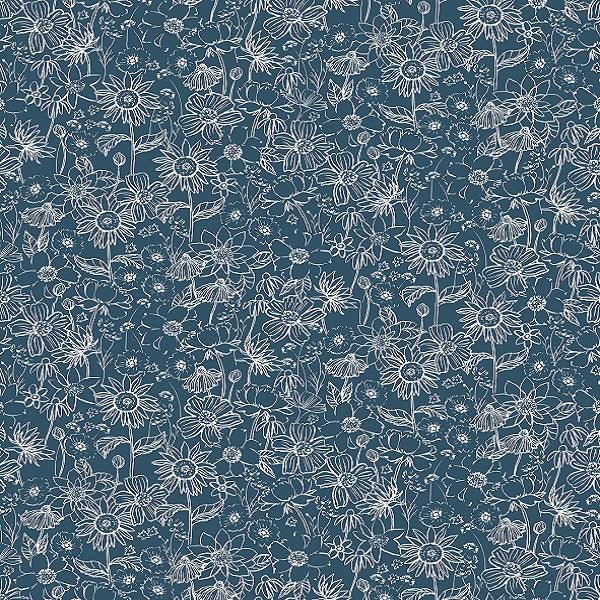 Indy Bloom Fabric - Scarlet Autumn - Sketch in Midnight Blue 04 - Fabric by Missy Rose Pre-Order