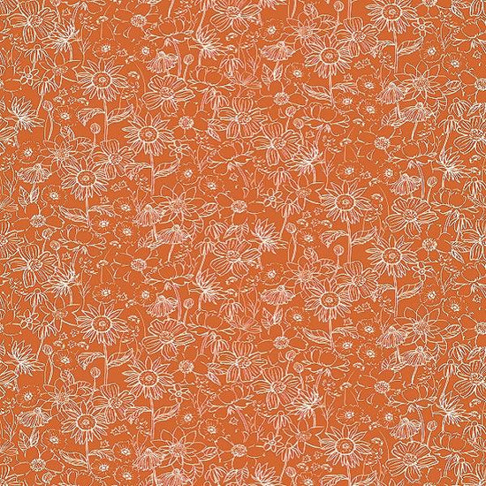 Indy Bloom Fabric - Scarlet Autumn -  Sketch in Pumpkin 10 - Fabric by Missy Rose Pre-Order