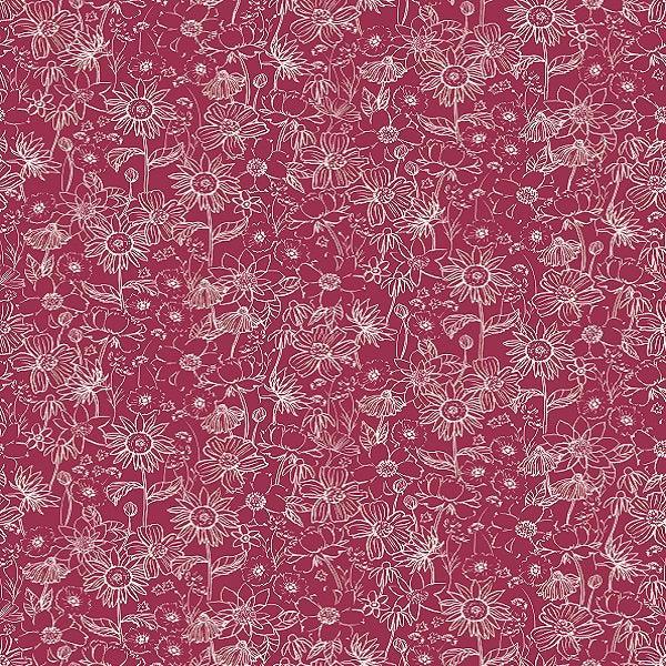 Indy Bloom Fabric Scarlet Autumn Sketch in Ruby 06 – pre-order designer fabric Australia | Fabric by Missy Rose