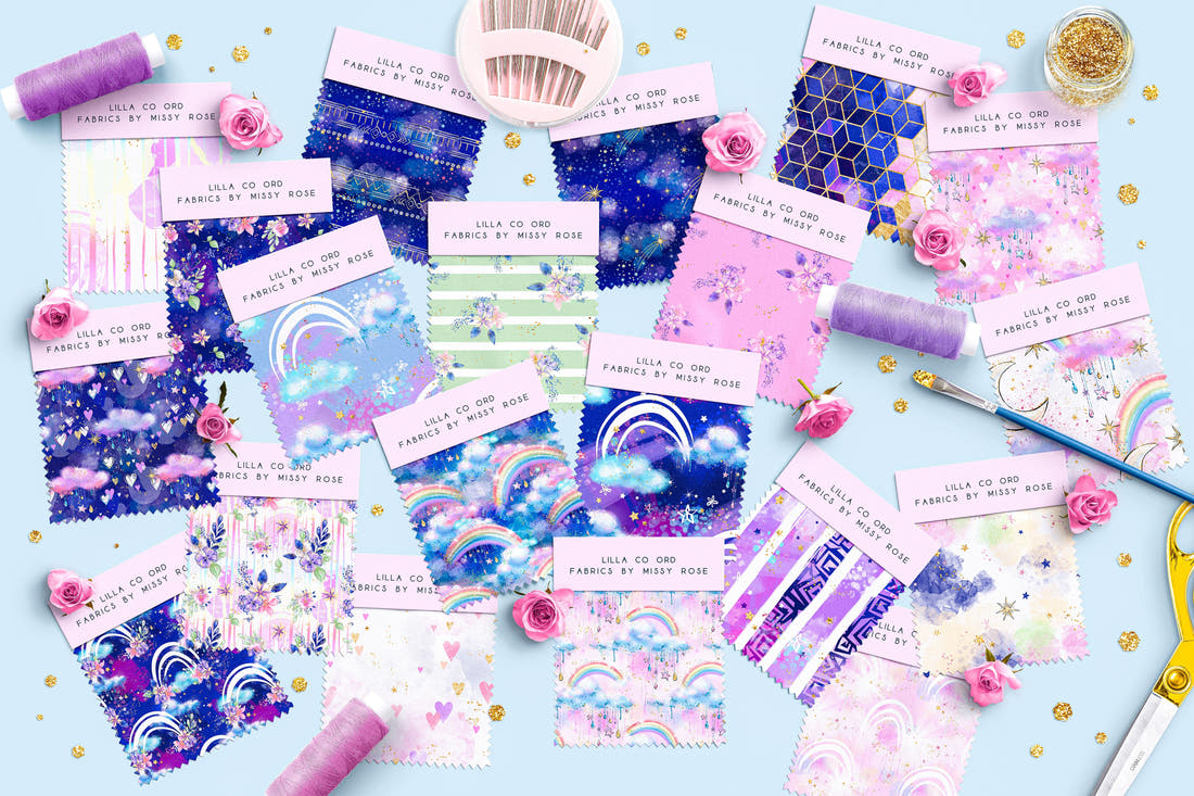 Jelly Roll 20 pieces Quilting Lilla Unicorn CO-ORD Fabric – Australian custom printed fabric pre-order | Fabric by Missy Rose