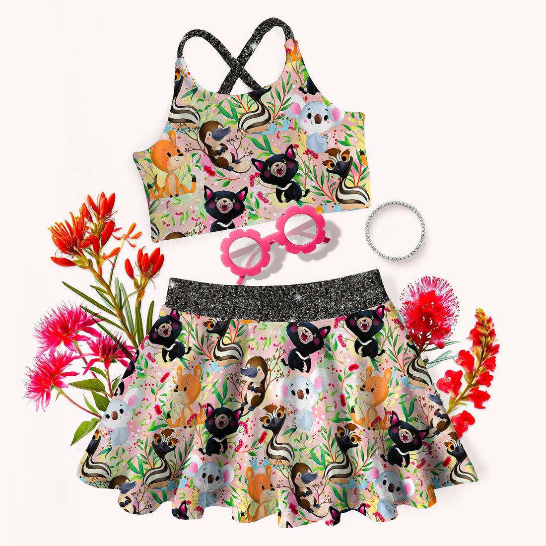 Design 496 Pink Australian Animal Fabric – pre-order designer fabric Australia | Fabric by Missy Rose