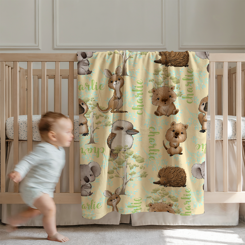 Customisable Name Fabric - Aussie Animals