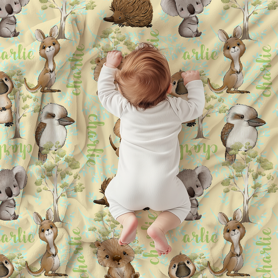 Customisable Name Fabric - Aussie Animals