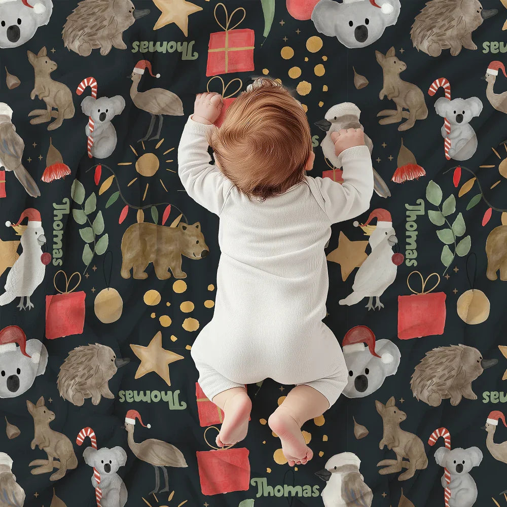 Customisable Name Fabric Aussie Christmas – Australian custom printed fabric pre-order | Fabric by Missy Rose