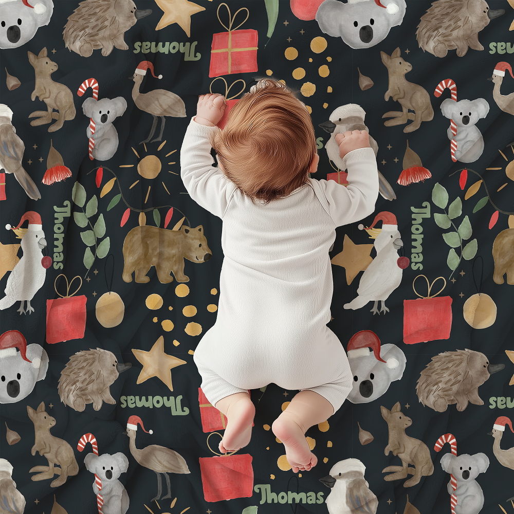 Customisable Name Fabric - Aussie Christmas