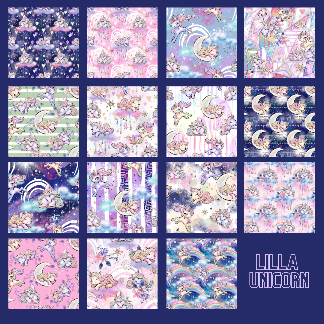 Fat quarter bundle 20 pieces Quilting Lilla Unicorn Fabric – premium custom printed fabric for sewing | Fabric by Missy Rose