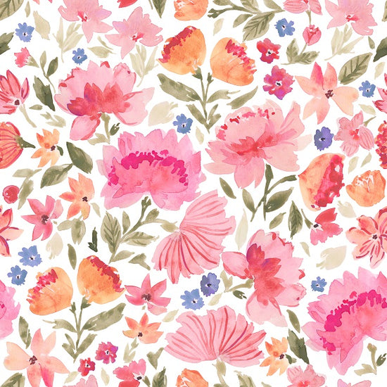 Indy Bloom Fabric - Peony Sunset - Peachy Pink Floral 03
