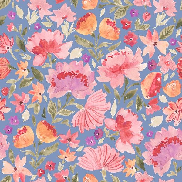 Indy Bloom Fabric Peony Sunset Purple Floral 02 – premium custom printed fabric for sewing | Fabric by Missy Rose