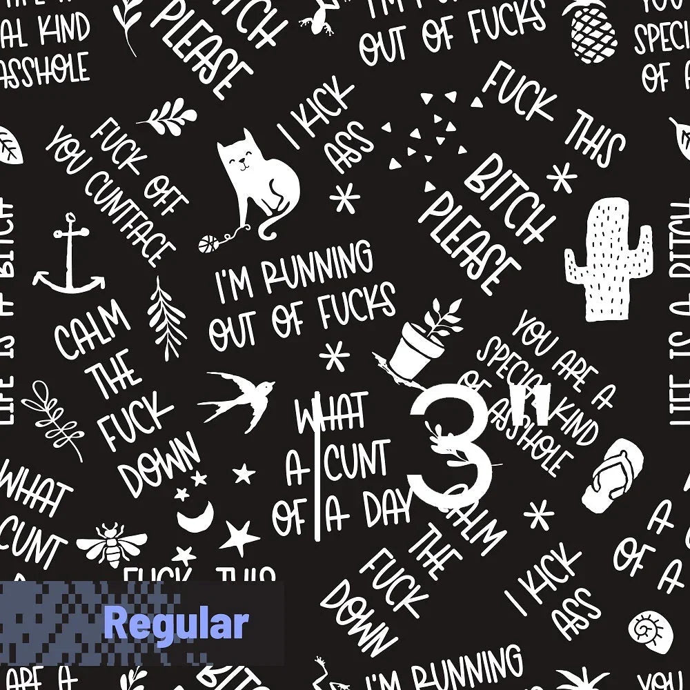 Novelty Swearing Fabric 590 – cheeky novelty fabric by the metre, made-to-order | Fabric by Missy Rose