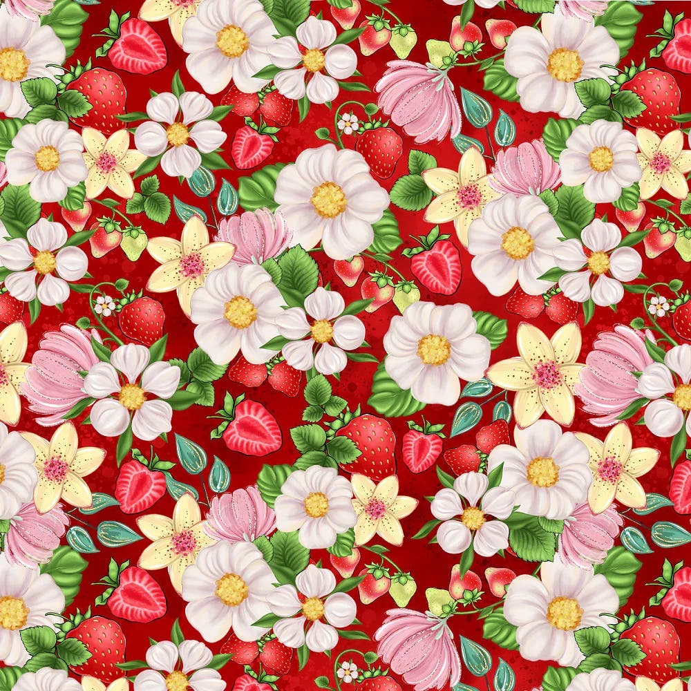 Strawberry 08 fabric – premium custom printed fabric for sewing | Fabric by Missy Rose