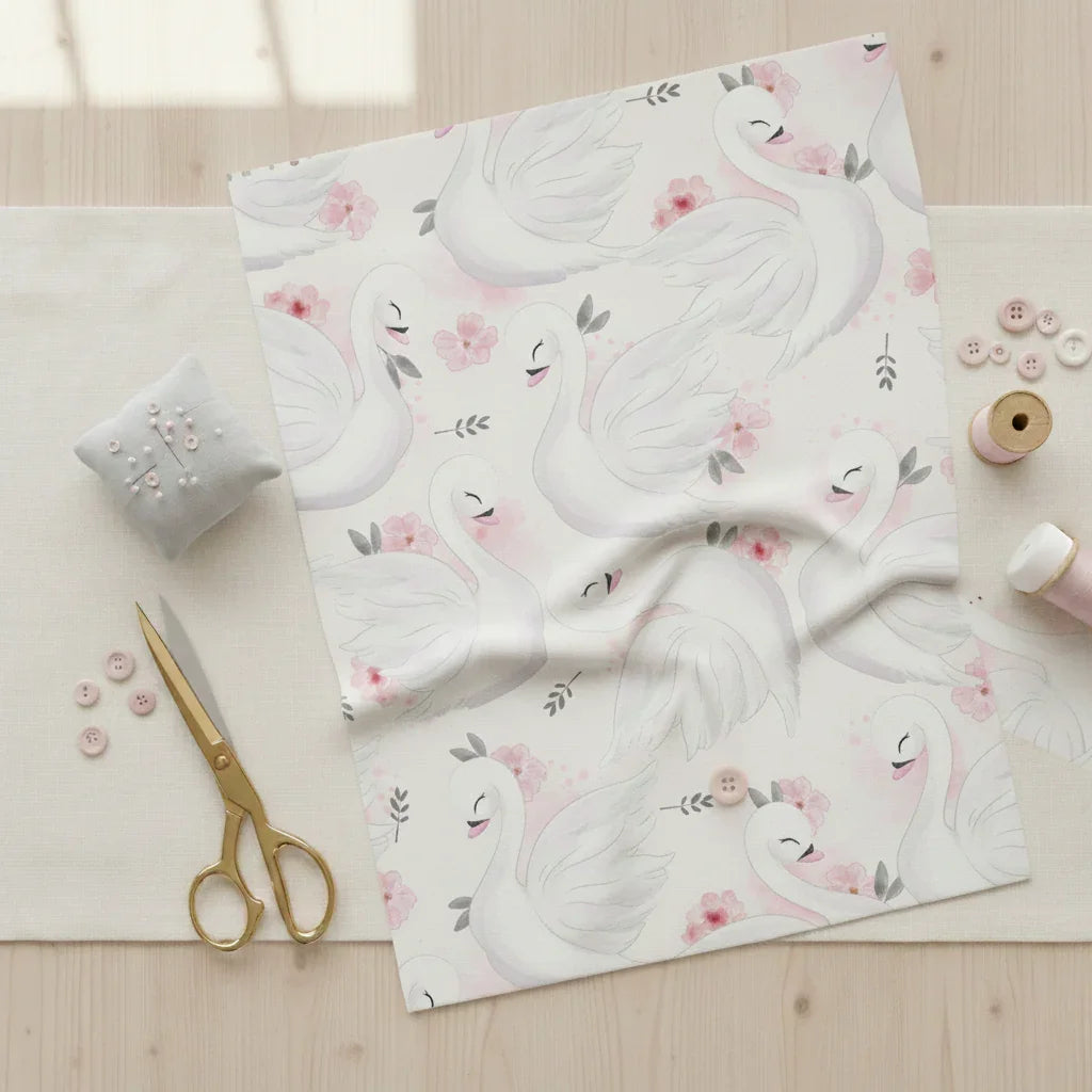 Design 838 Swan Fabric – made-to-order custom fabric by the metre | Fabric by Missy Rose