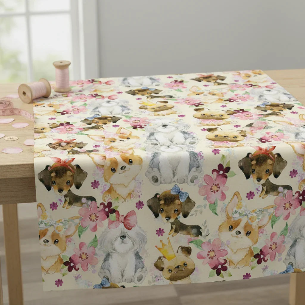 Design 165 Cute Yellow Dogs Fabric – pre-order designer fabric Australia | Fabric by Missy Rose