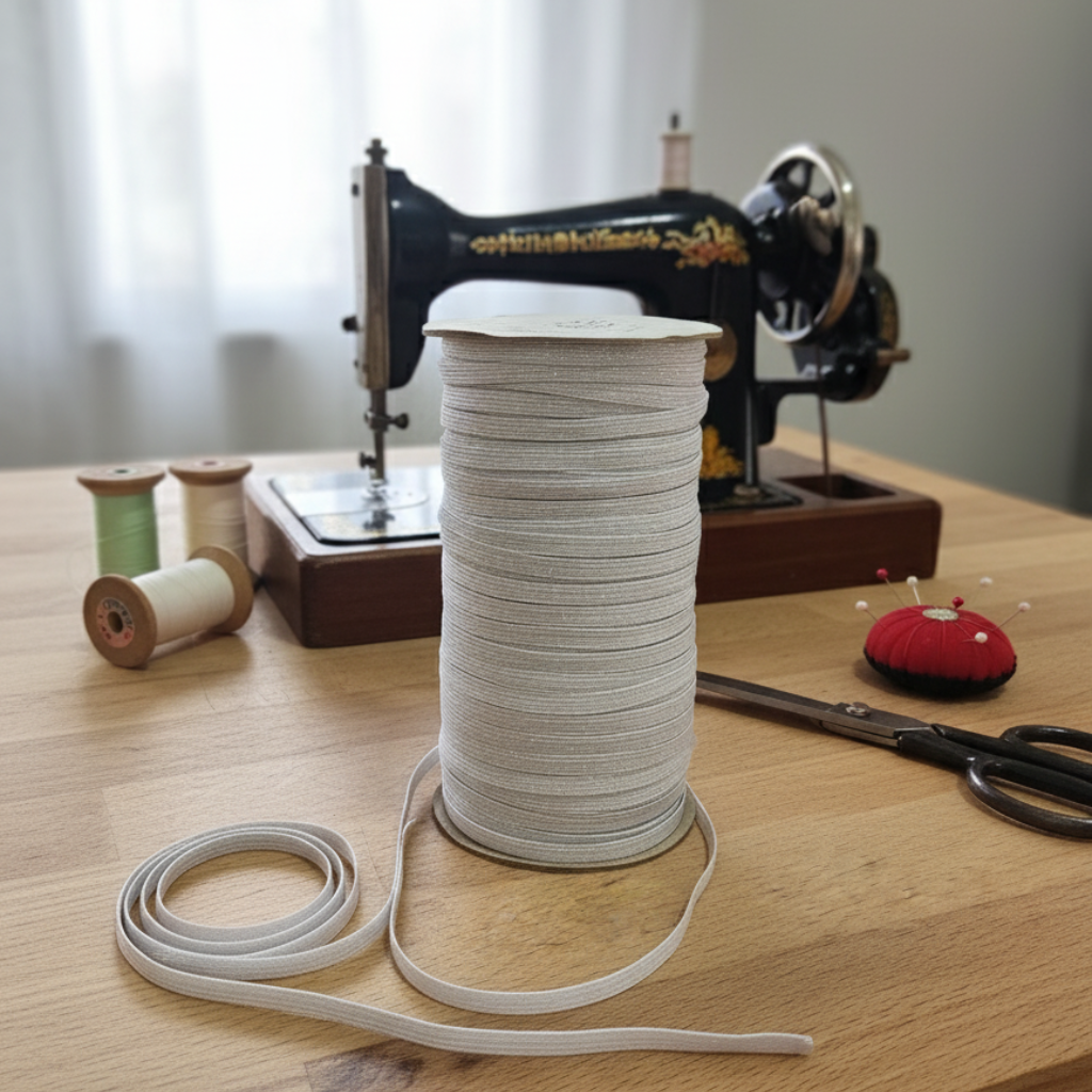 6mm Braided Glitter Elastic - Snowflake Glitter