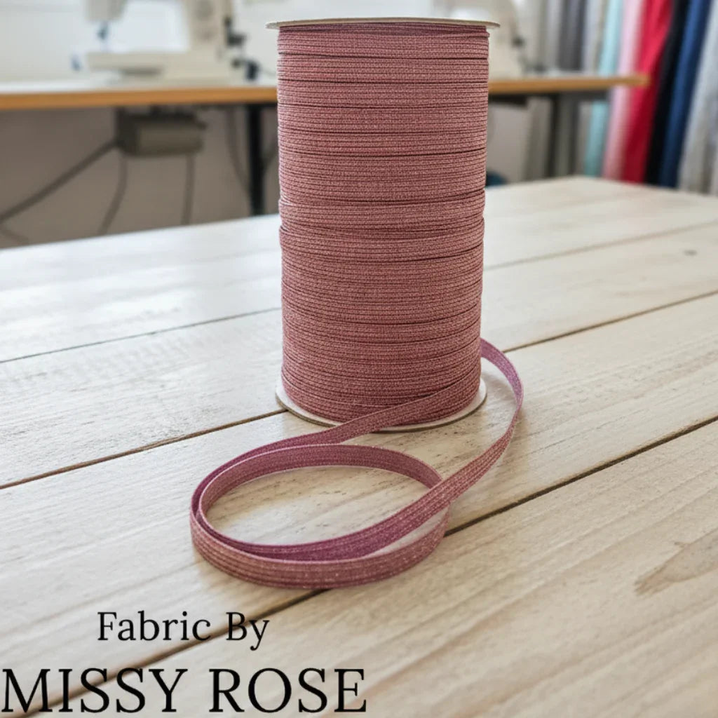 6mm Braided Glitter Elastic Rose Pink fabric – pre-order designer fabric Australia | Fabric by Missy Rose