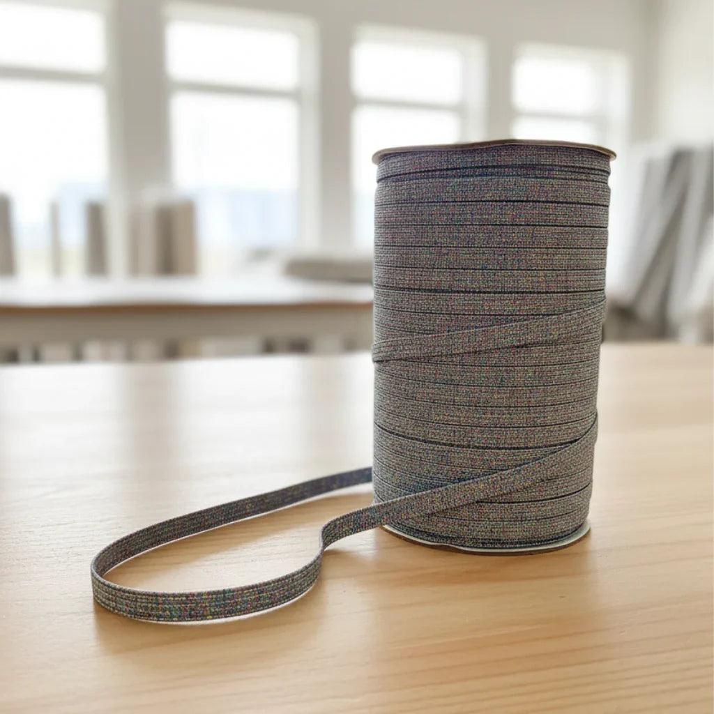 6mm Braided Glitter Elastic Rainbow fabric – made-to-order custom fabric by the metre | Fabric by Missy Rose