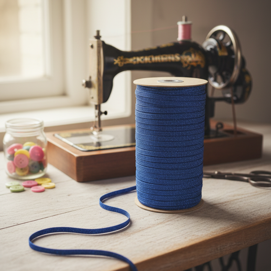 6mm Braided Glitter Elastic - Blue Glitter