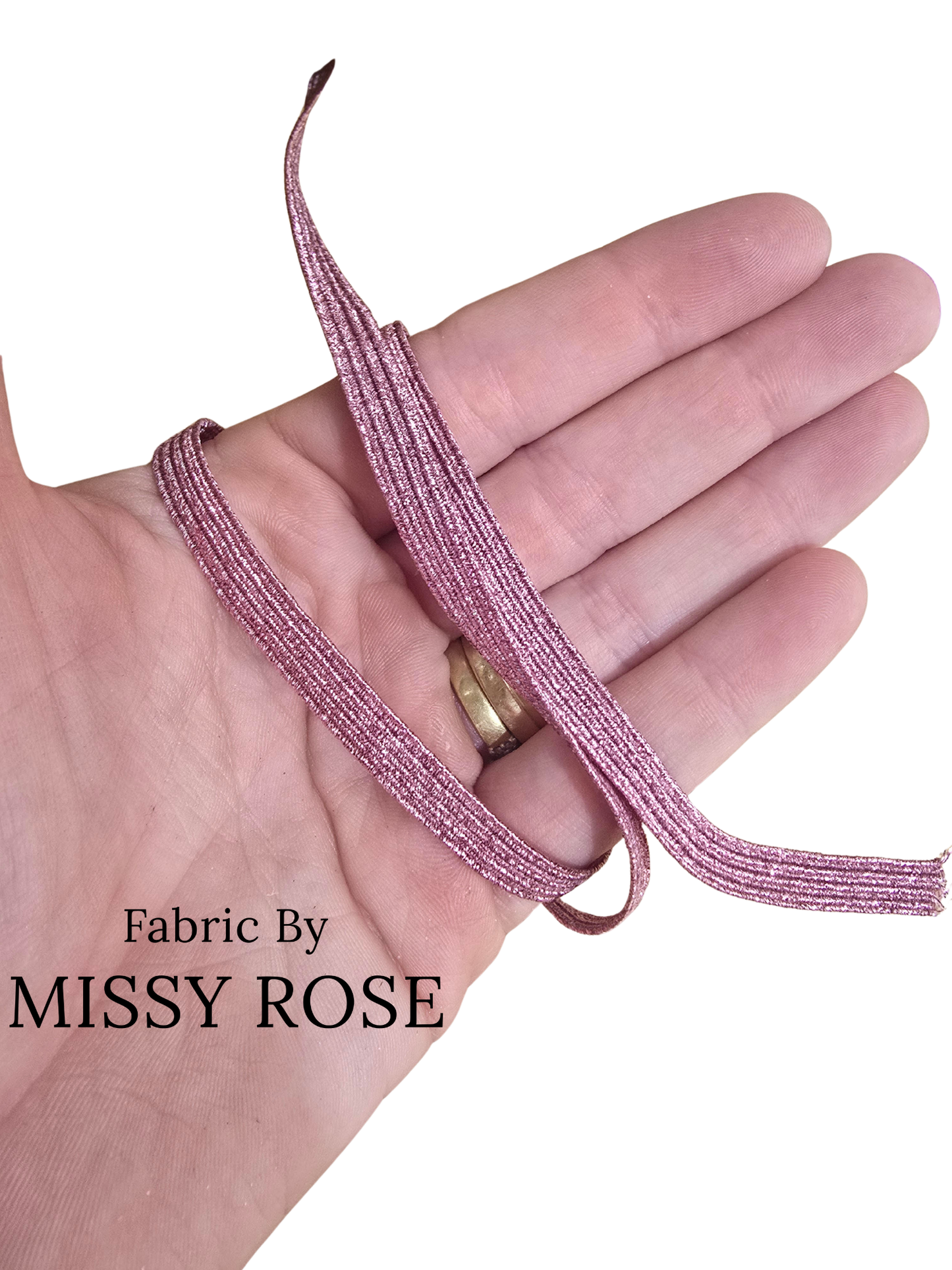 6mm Braided Glitter Elastic - Rose Pink