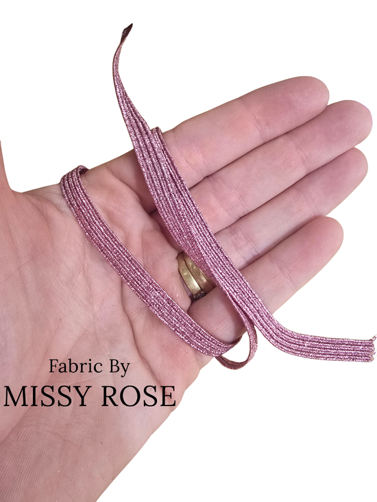 6mm Braided Glitter Elastic - Rose Pink