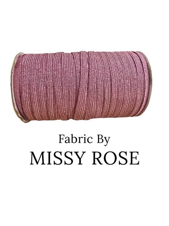 6mm Braided Glitter Elastic - Rose Pink