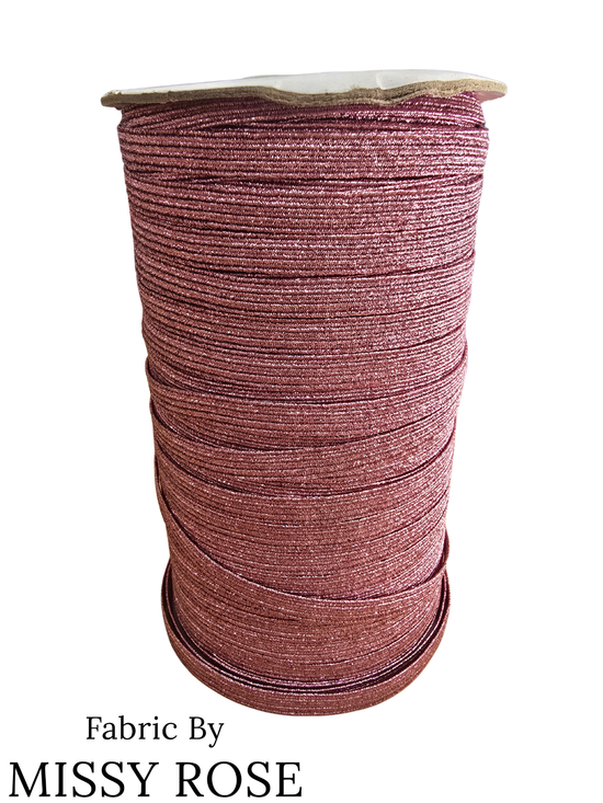 6mm Braided Glitter Elastic - Rose Pink