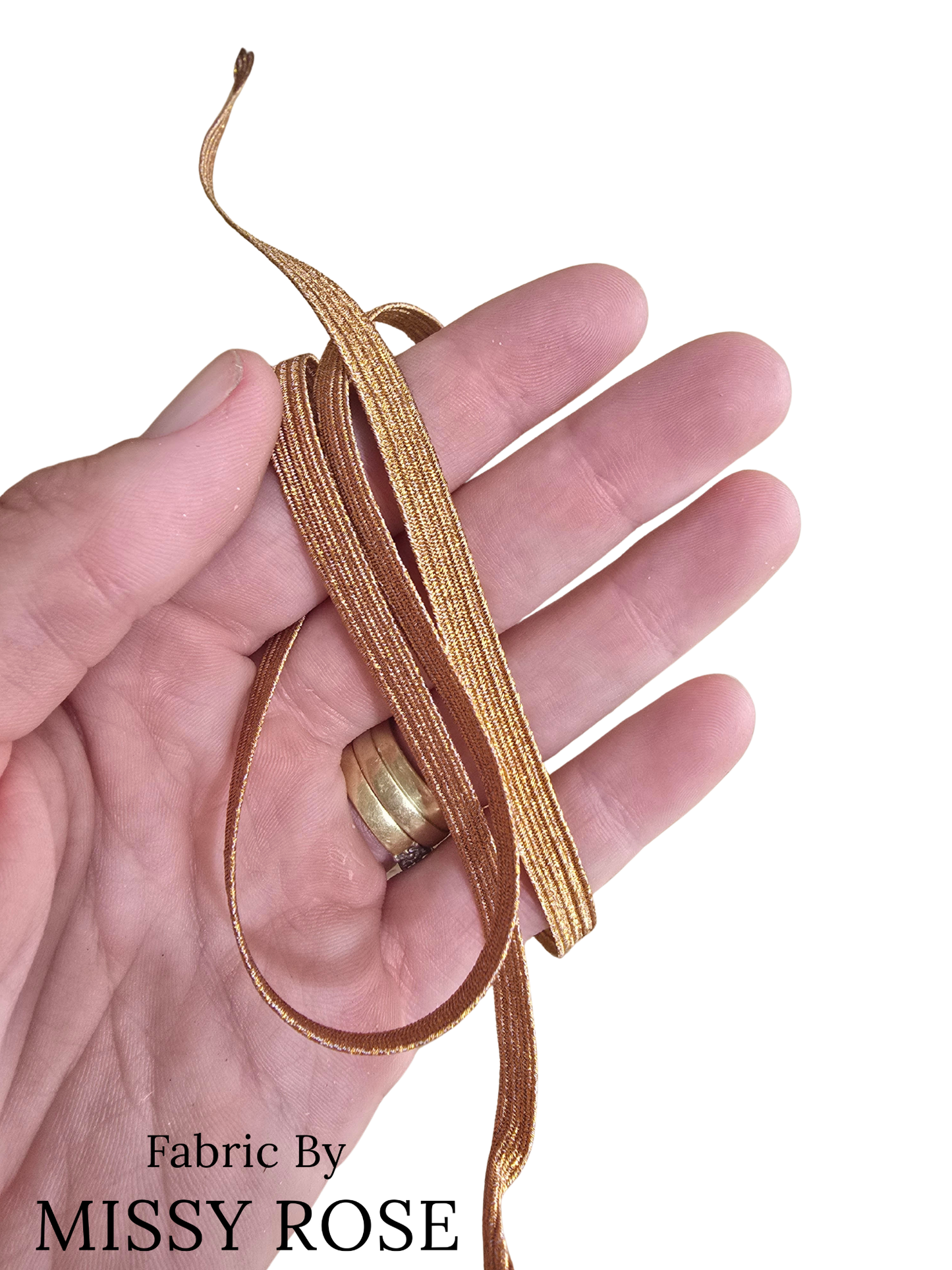 6mm Braided Glitter Elastic - Copper