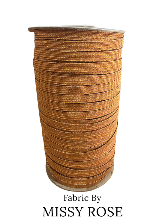 6mm Braided Glitter Elastic - Copper