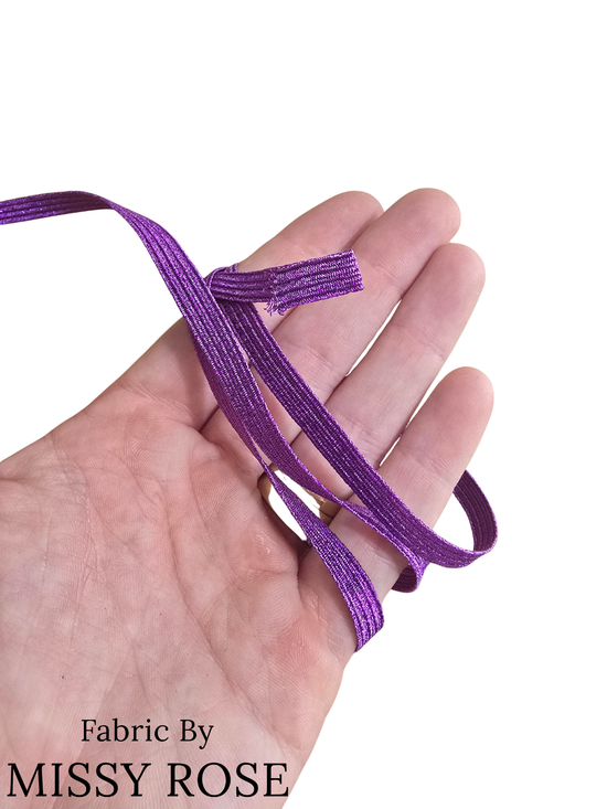 6mm Braided Glitter Elastic - Purple Glitter