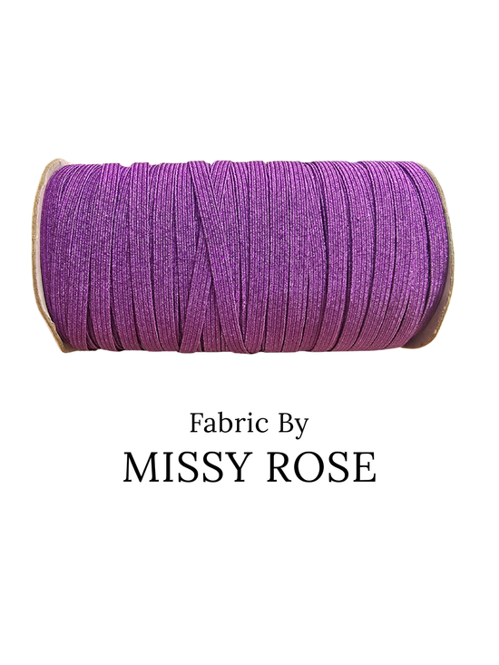 6mm Braided Glitter Elastic - Purple Glitter