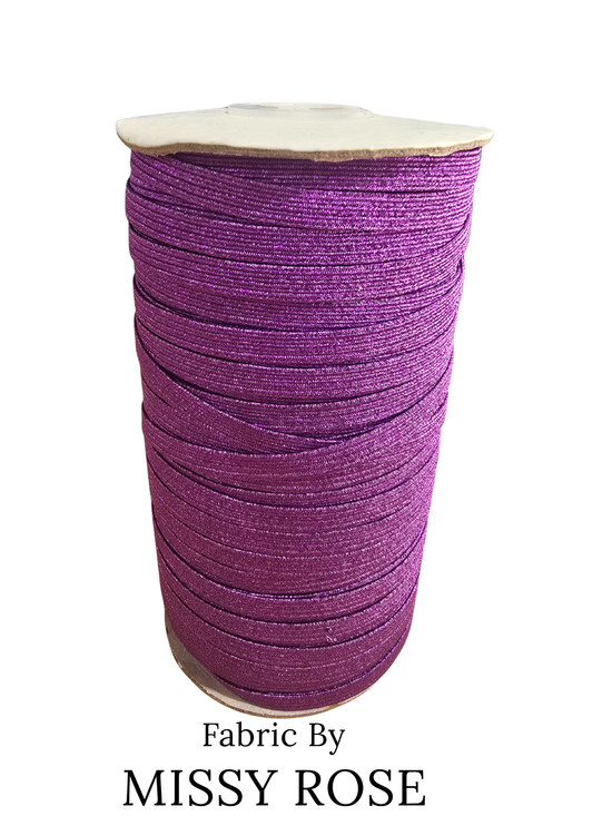 6mm Braided Glitter Elastic - Purple Glitter