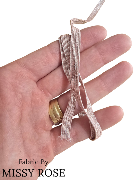 6mm Braided Glitter Elastic - Dusty Pink