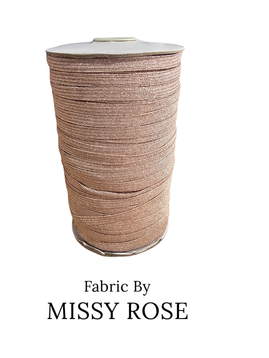 6mm Braided Glitter Elastic - Dusty Pink